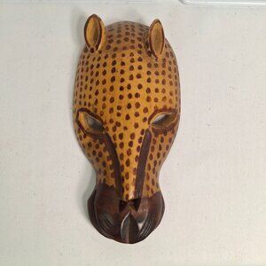Cute Hand Carved Wooden Giraffe Mask Wall Art 6.5 inches